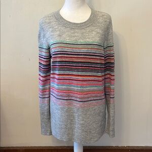 Gap gray multicolored stripe long sleeve sweater Size S EUC